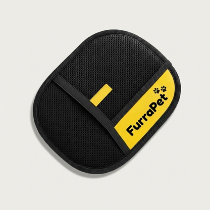 Black and yellow pet product with 'FurraPet' branding on a light gray background